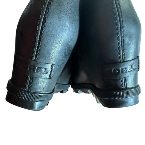 Sorel Joan of Arctic Wedge II Chelsea Ankle Boots – Black Leather – Women’s 7.5 - Picture 6 of 8